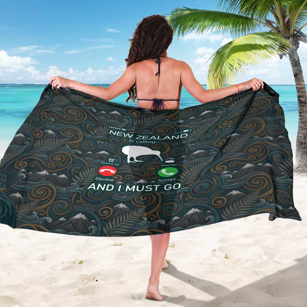New Zealand is Calling and I Must Go Sarong Kiwi Bird Silhouette TS04 - Polynesian Pride