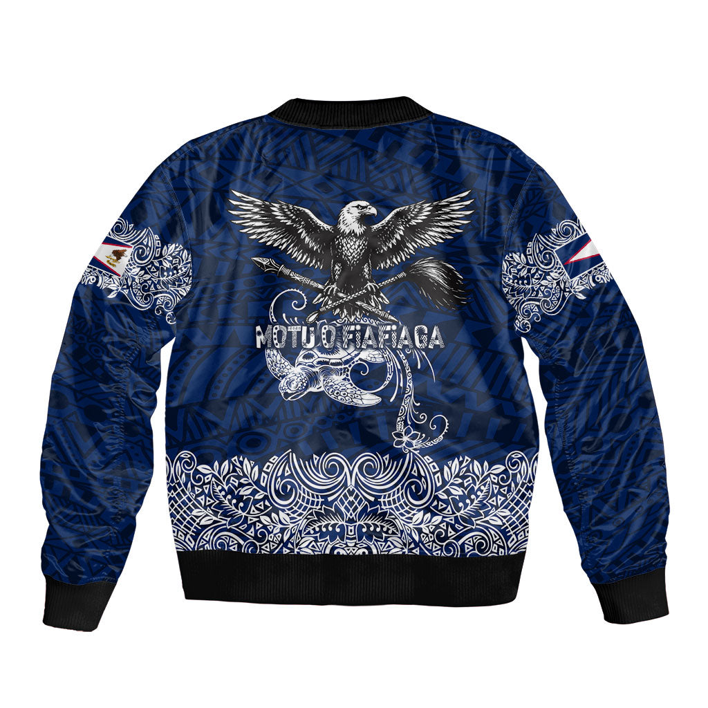 American Samoa Eagle Bomber Jacket Sea Turtle Traditional Polynesian Tribal Tattoo