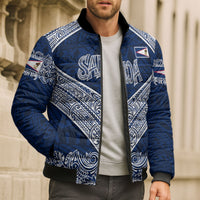 American Samoa Eagle Bomber Puffer Jacket Sea Turtle Traditional Polynesian Tribal Tattoo
