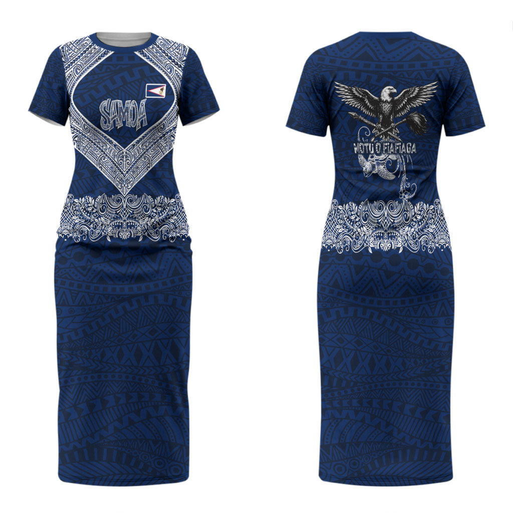 American Samoa Eagle Couples Matching Short Sleeve Bodycon Dress and Hawaiian Shirt Sea Turtle Traditional Polynesian Tribal Tattoo