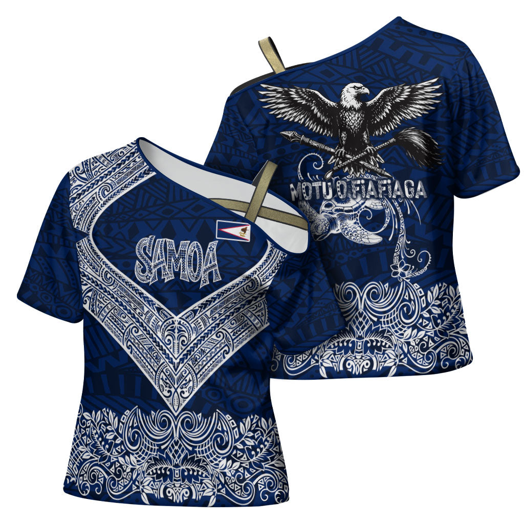 American Samoa Eagle Cross Shoulder Shirt Sea Turtle Traditional Polynesian Tribal Tattoo