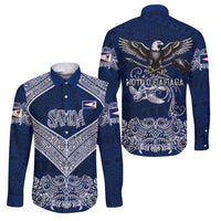 American Samoa Eagle Family Matching Off Shoulder Maxi Dress and Hawaiian Shirt Sea Turtle Traditional Polynesian Tribal Tattoo