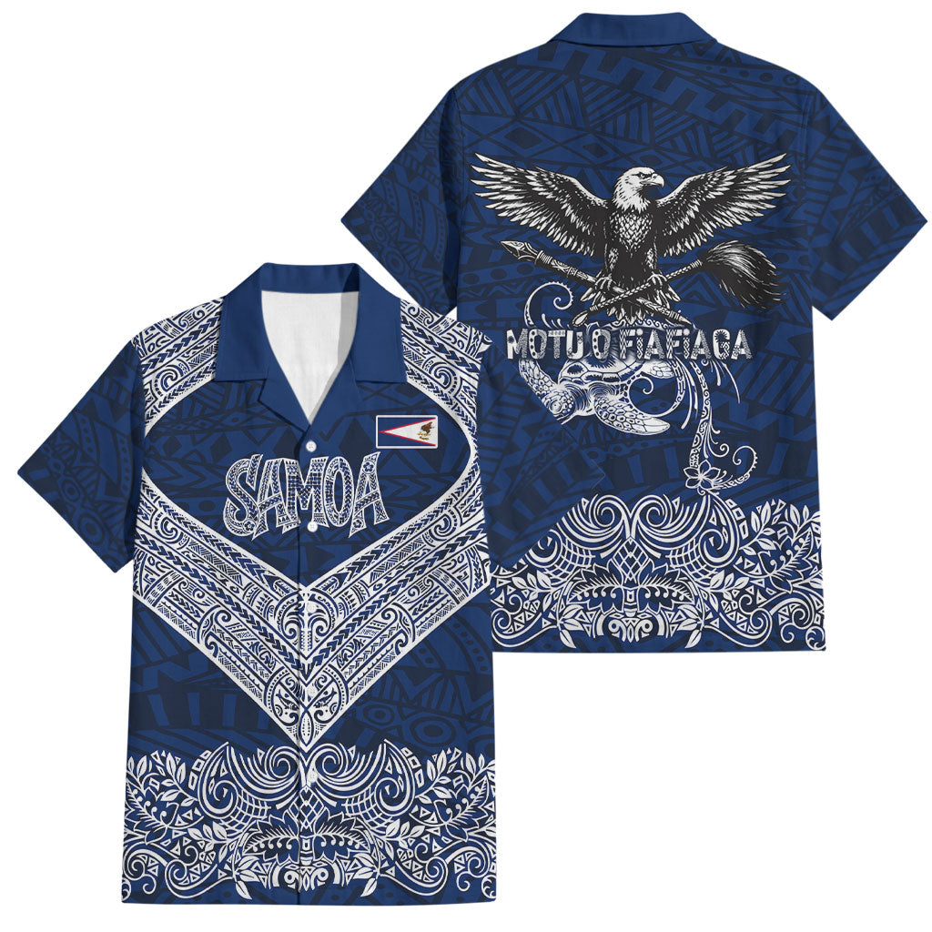 American Samoa Eagle Family Matching Off Shoulder Short Dress and Hawaiian Shirt Sea Turtle Traditional Polynesian Tribal Tattoo