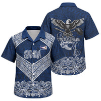 American Samoa Eagle Family Matching Off Shoulder Short Dress and Hawaiian Shirt Sea Turtle Traditional Polynesian Tribal Tattoo