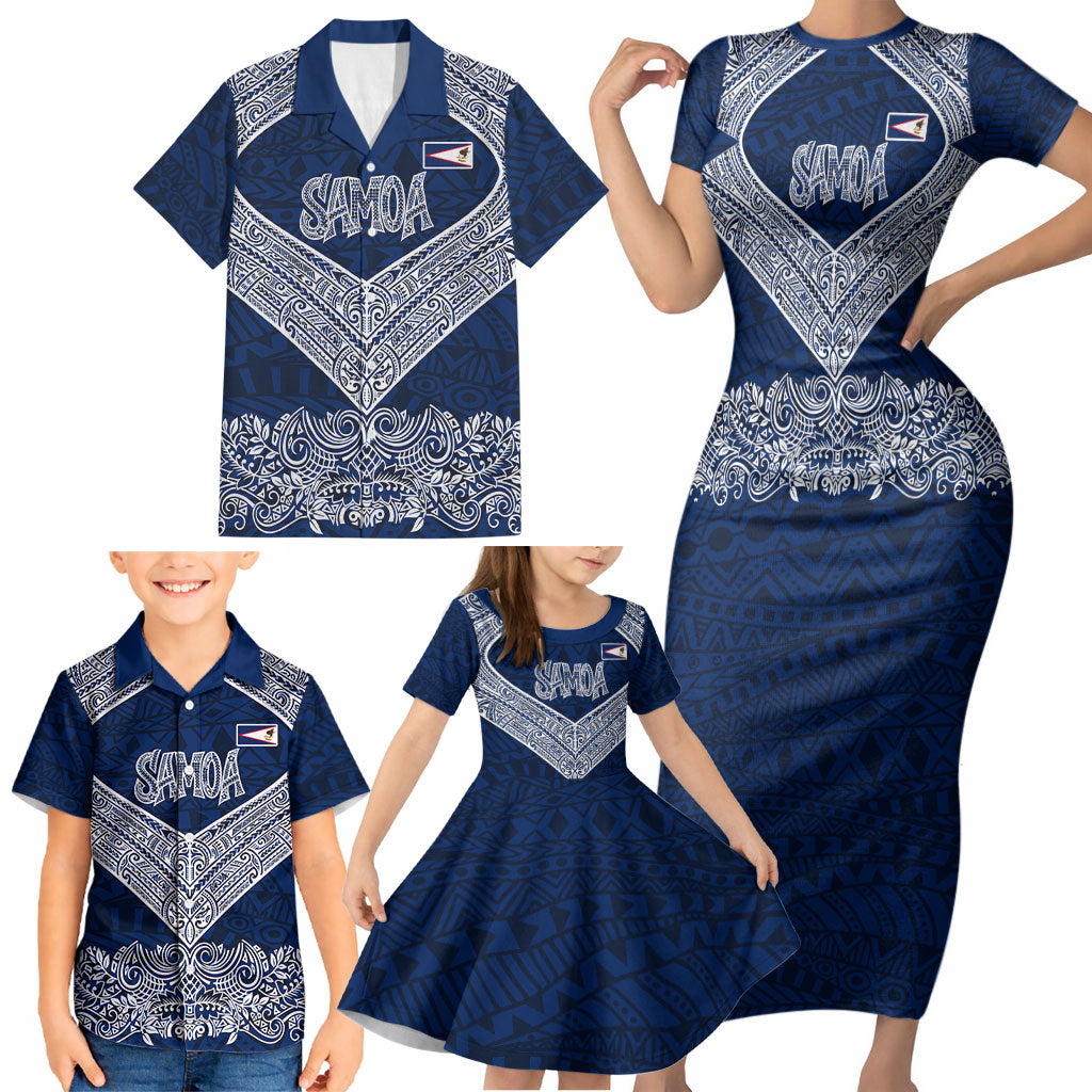American Samoa Eagle Family Matching Short Sleeve Bodycon Dress and Hawaiian Shirt Sea Turtle Traditional Polynesian Tribal Tattoo TS04 - Polynesian Pride