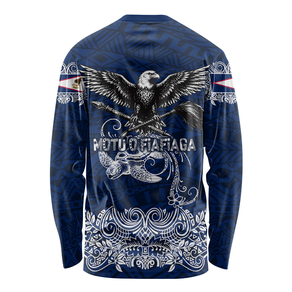 American Samoa Eagle Long Sleeve Shirt Sea Turtle Traditional Polynesian Tribal Tattoo