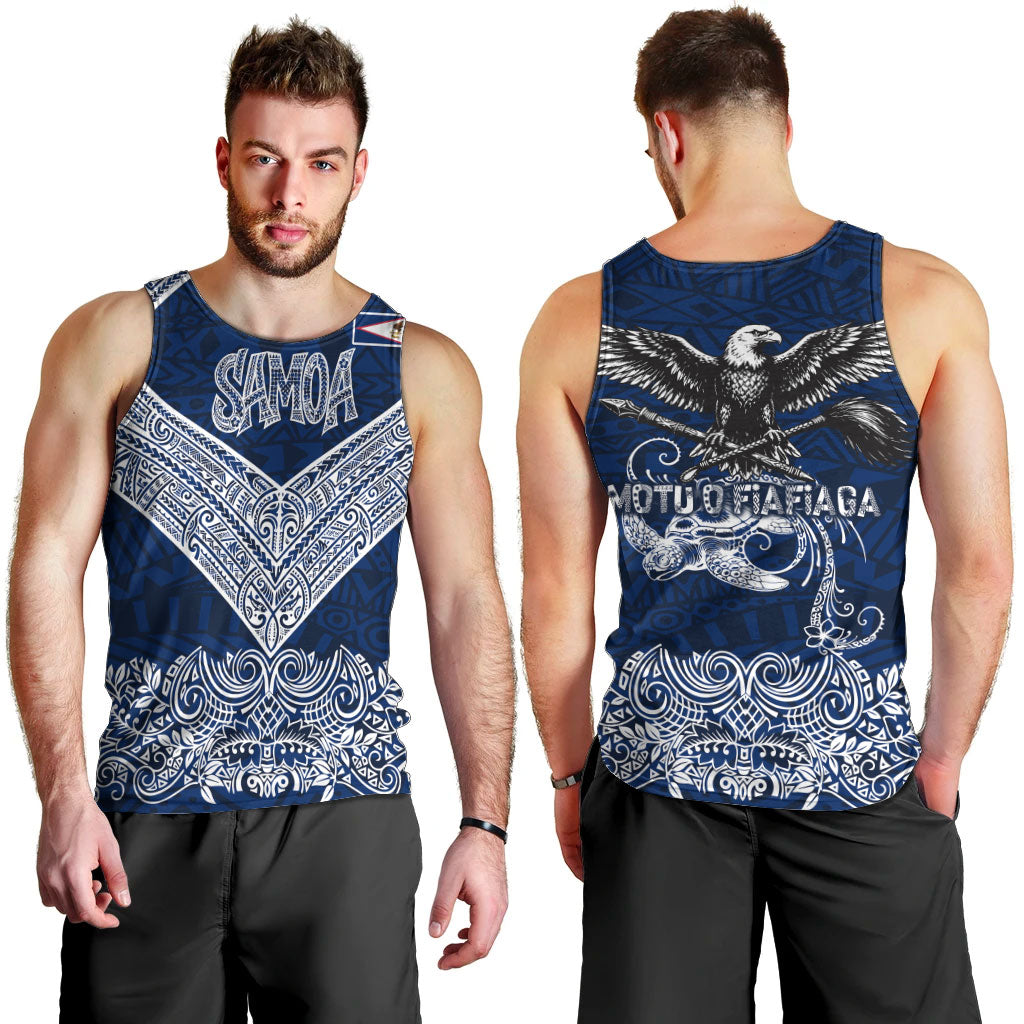 American Samoa Eagle Men Tank Top Sea Turtle Traditional Polynesian Tribal Tattoo