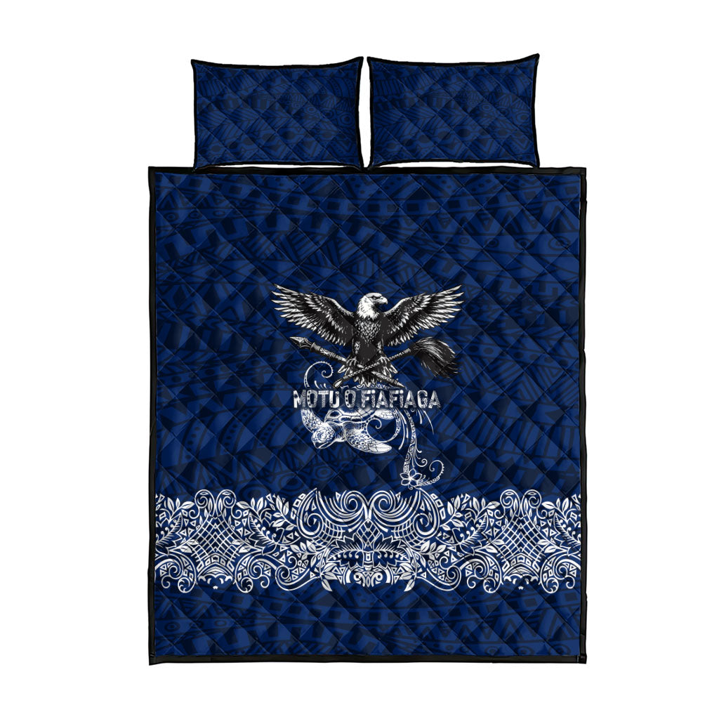 American Samoa Eagle Quilt Bed Set Sea Turtle Traditional Polynesian Tribal Tattoo
