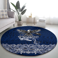 American Samoa Eagle Round Carpet Sea Turtle Traditional Polynesian Tribal Tattoo