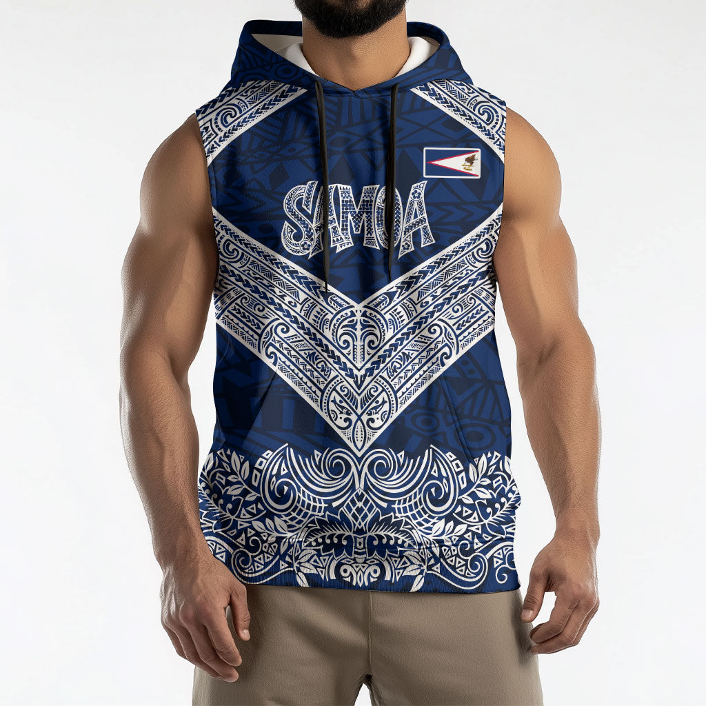 American Samoa Eagle Sleeveless Hoodie Sea Turtle Traditional Polynesian Tribal Tattoo