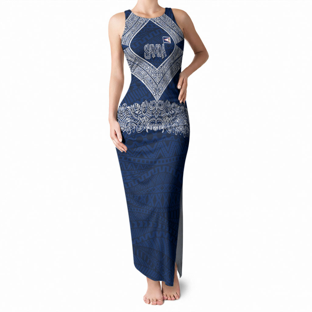 American Samoa Eagle Tank Maxi Dress Sea Turtle Traditional Polynesian Tribal Tattoo