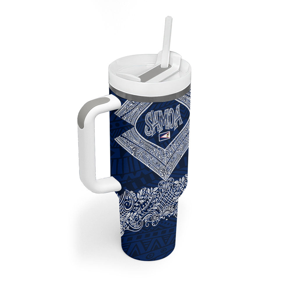 American Samoa Eagle Tumbler With Handle Sea Turtle Traditional Polynesian Tribal Tattoo