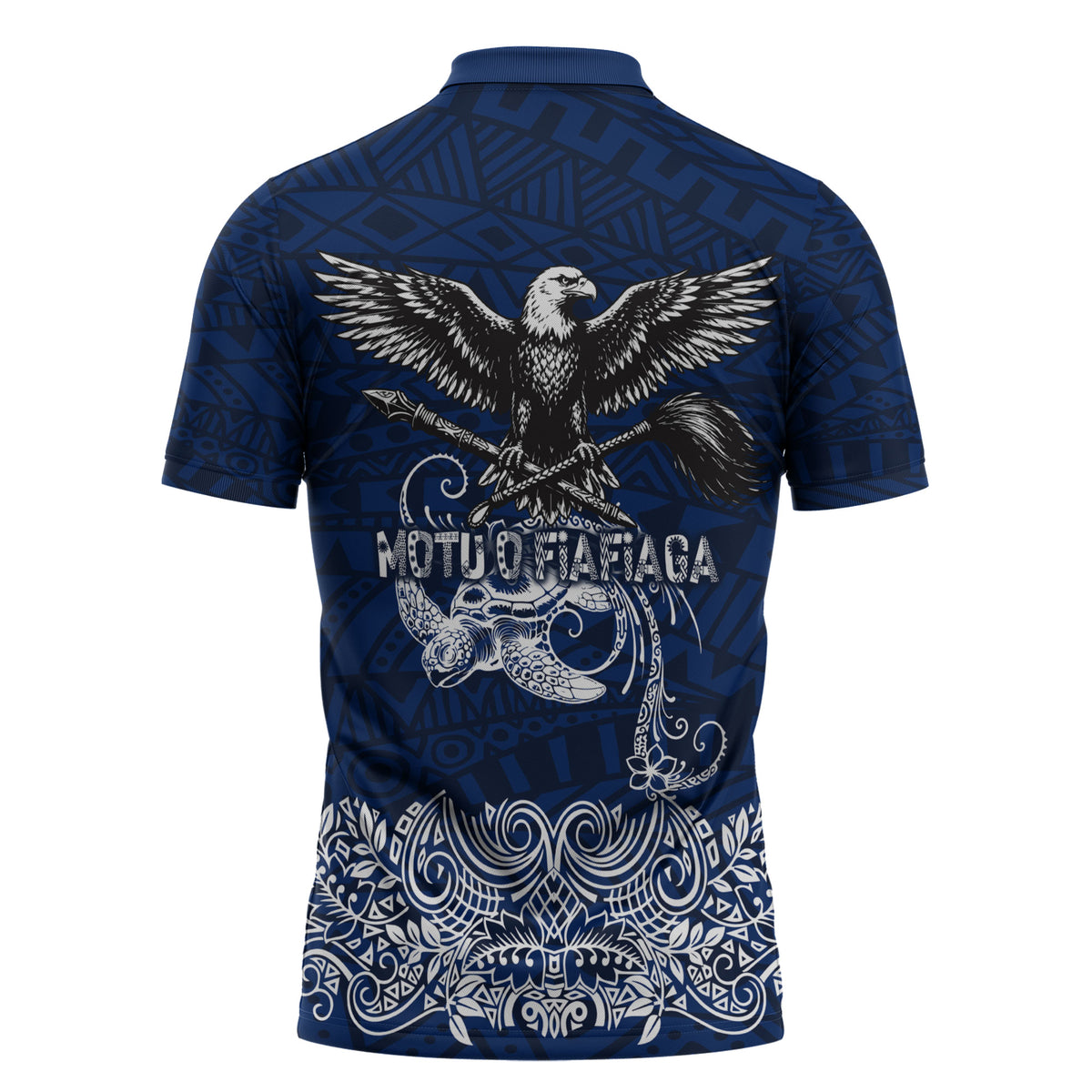 American Samoa Eagle Zipper Polo Shirt Sea Turtle Traditional Polynesian Tribal Tattoo