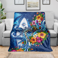 American Samoa Pago Pago Blanket Sea Turtle And Fruit Bat - Tropical Hibiscus Flowers Polynesian