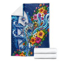 American Samoa Pago Pago Blanket Sea Turtle And Fruit Bat - Tropical Hibiscus Flowers Polynesian