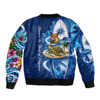 American Samoa Pago Pago Bomber Jacket Sea Turtle And Fruit Bat - Tropical Hibiscus Flowers Polynesian