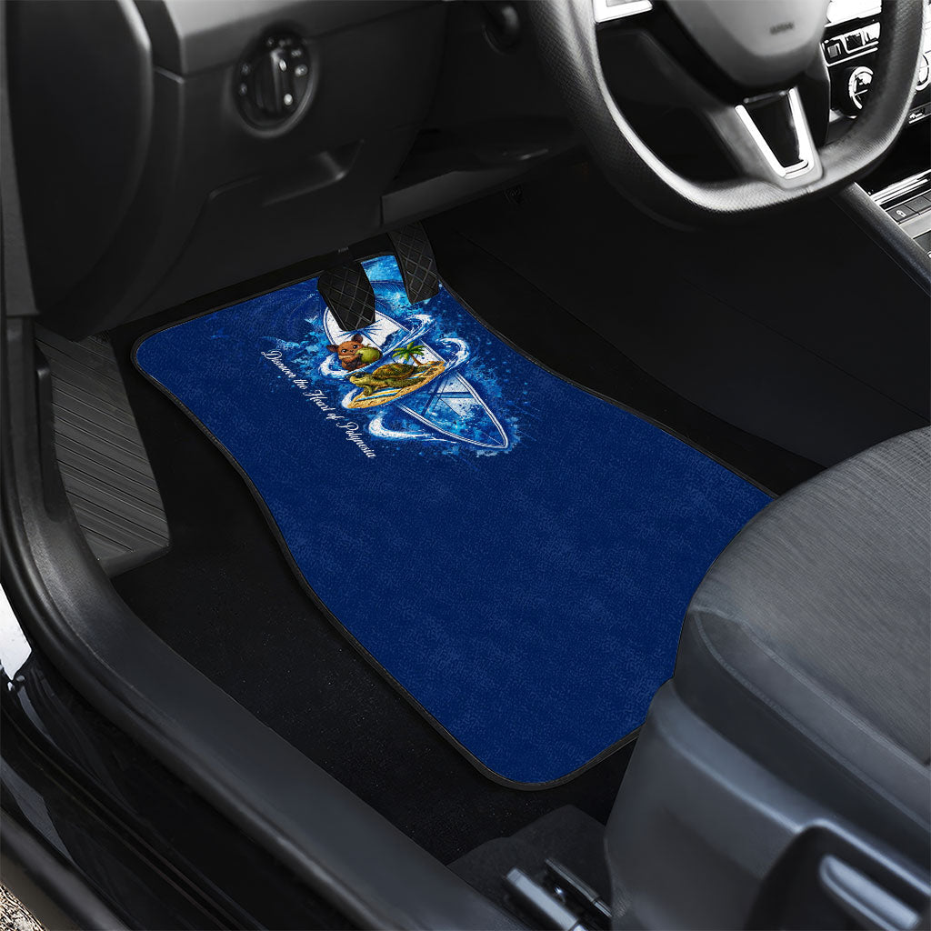 American Samoa Pago Pago Car Mats Sea Turtle And Fruit Bat - Tropical Hibiscus Flowers Polynesian