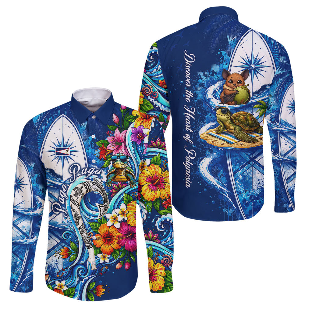 American Samoa Pago Pago Family Matching Short Sleeve Bodycon Dress and Hawaiian Shirt Sea Turtle And Fruit Bat - Tropical Hibiscus Flowers Polynesian