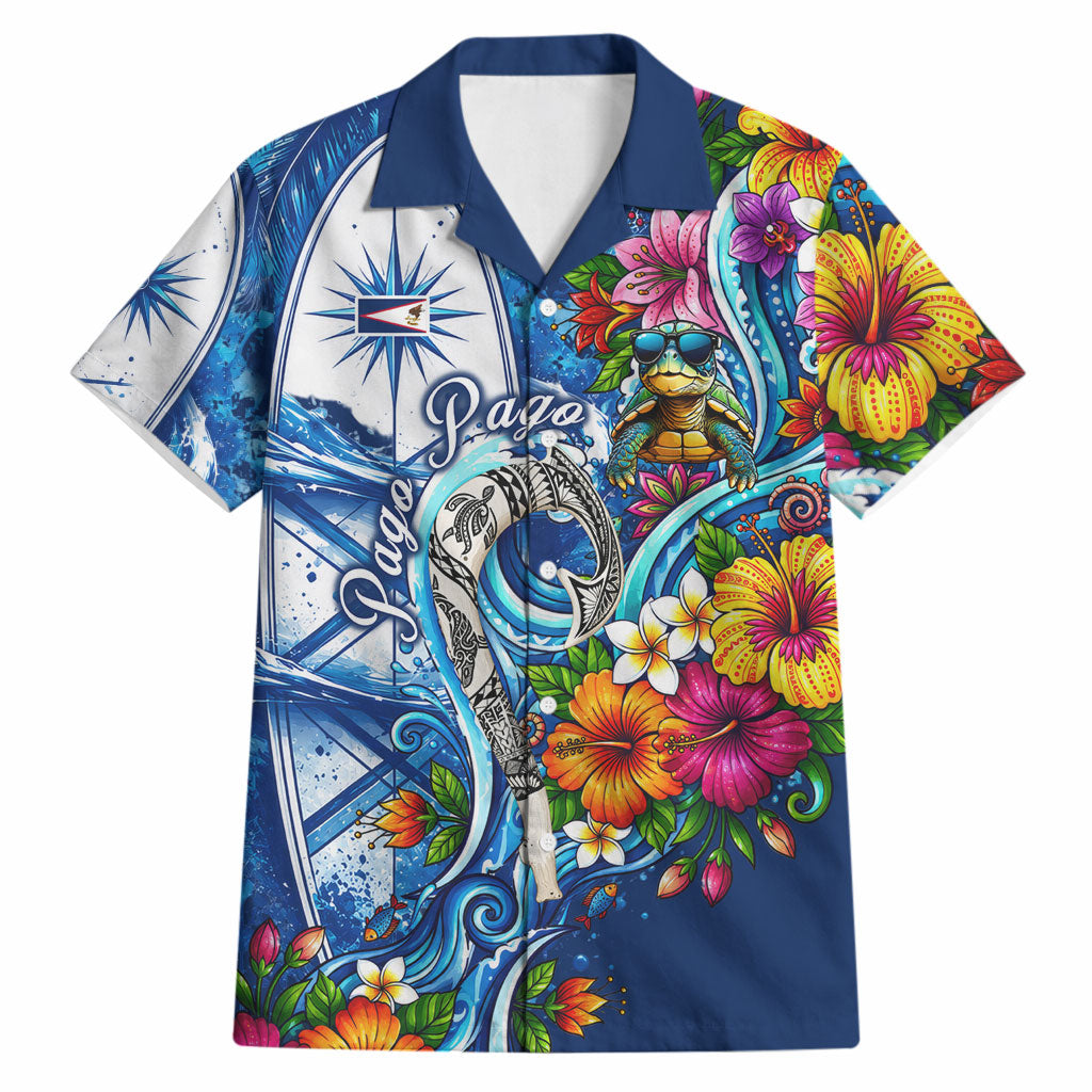 American Samoa Pago Pago Hawaiian Shirt Sea Turtle And Fruit Bat - Tropical Hibiscus Flowers Polynesian