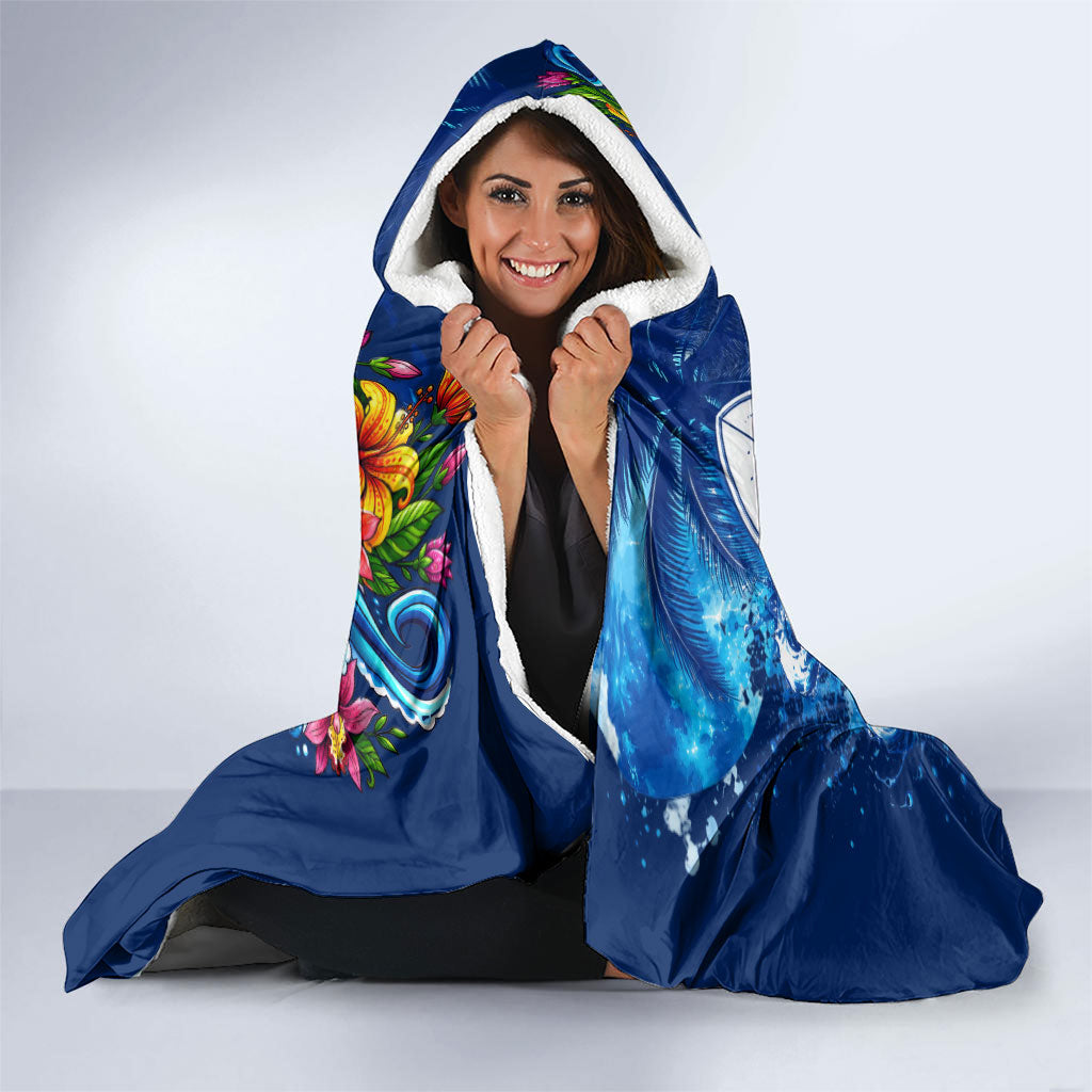 American Samoa Pago Pago Hooded Blanket Sea Turtle And Fruit Bat - Tropical Hibiscus Flowers Polynesian