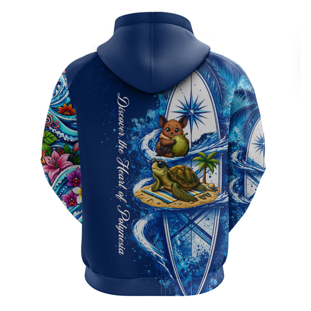 American Samoa Pago Pago Hoodie Sea Turtle And Fruit Bat - Tropical Hibiscus Flowers Polynesian