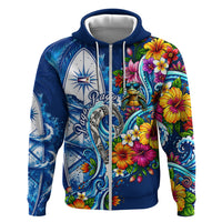 American Samoa Pago Pago Hoodie Sea Turtle And Fruit Bat - Tropical Hibiscus Flowers Polynesian