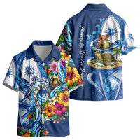 American Samoa Pago Pago Kid Hawaiian Shirt Sea Turtle And Fruit Bat - Tropical Hibiscus Flowers Polynesian