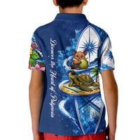 American Samoa Pago Pago Kid Polo Shirt Sea Turtle And Fruit Bat - Tropical Hibiscus Flowers Polynesian