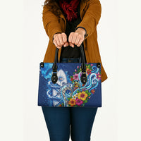 American Samoa Pago Pago Leather Bag Sea Turtle And Fruit Bat - Tropical Hibiscus Flowers Polynesian