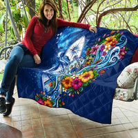 American Samoa Pago Pago Quilt Sea Turtle And Fruit Bat - Tropical Hibiscus Flowers Polynesian