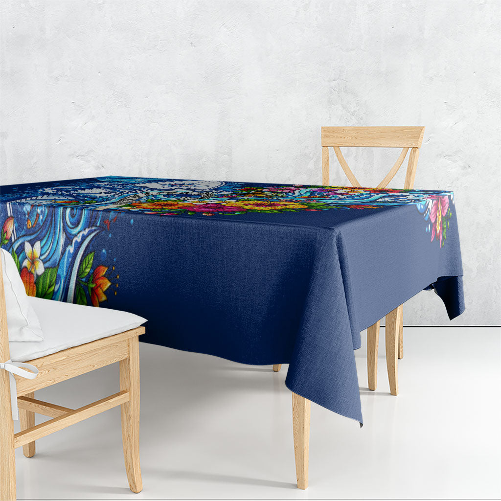 American Samoa Pago Pago Tablecloth Sea Turtle And Fruit Bat - Tropical Hibiscus Flowers Polynesian