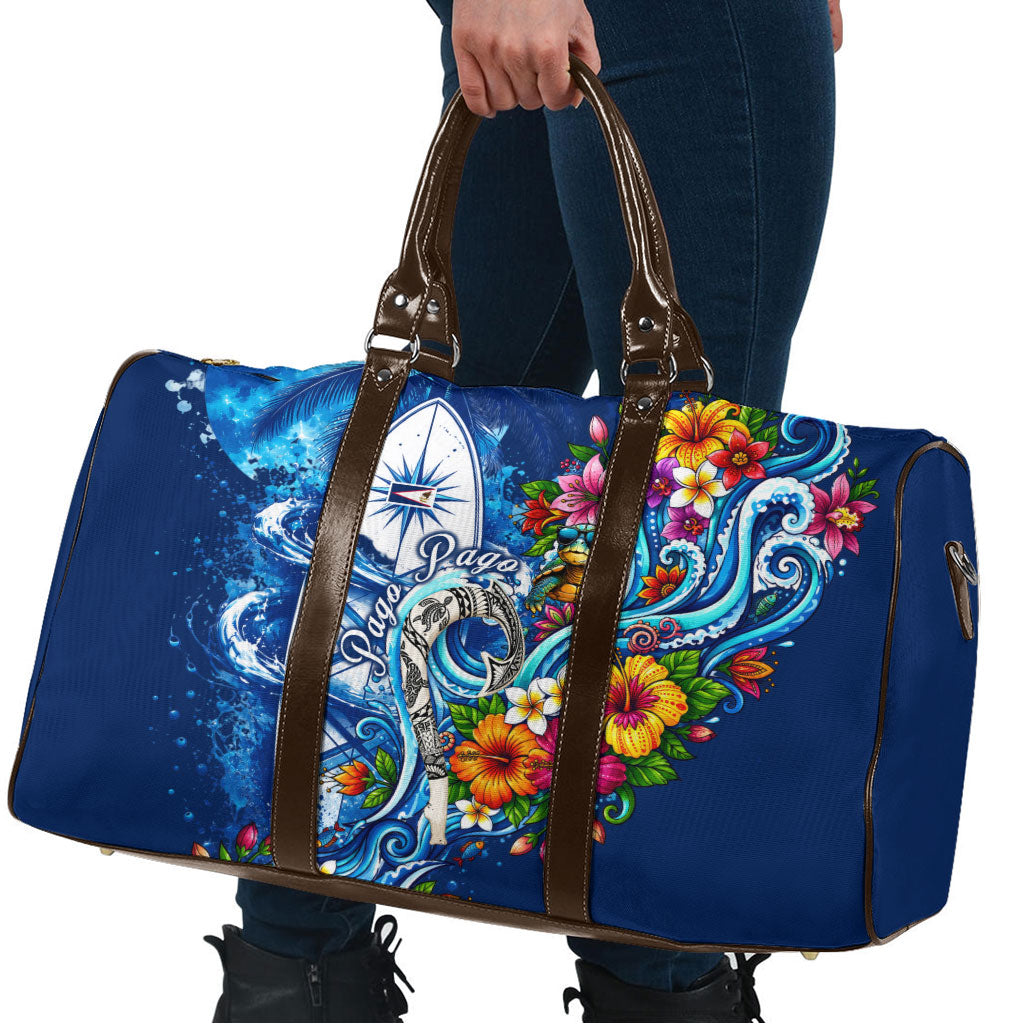 American Samoa Pago Pago Travel Bag Sea Turtle And Fruit Bat - Tropical Hibiscus Flowers Polynesian