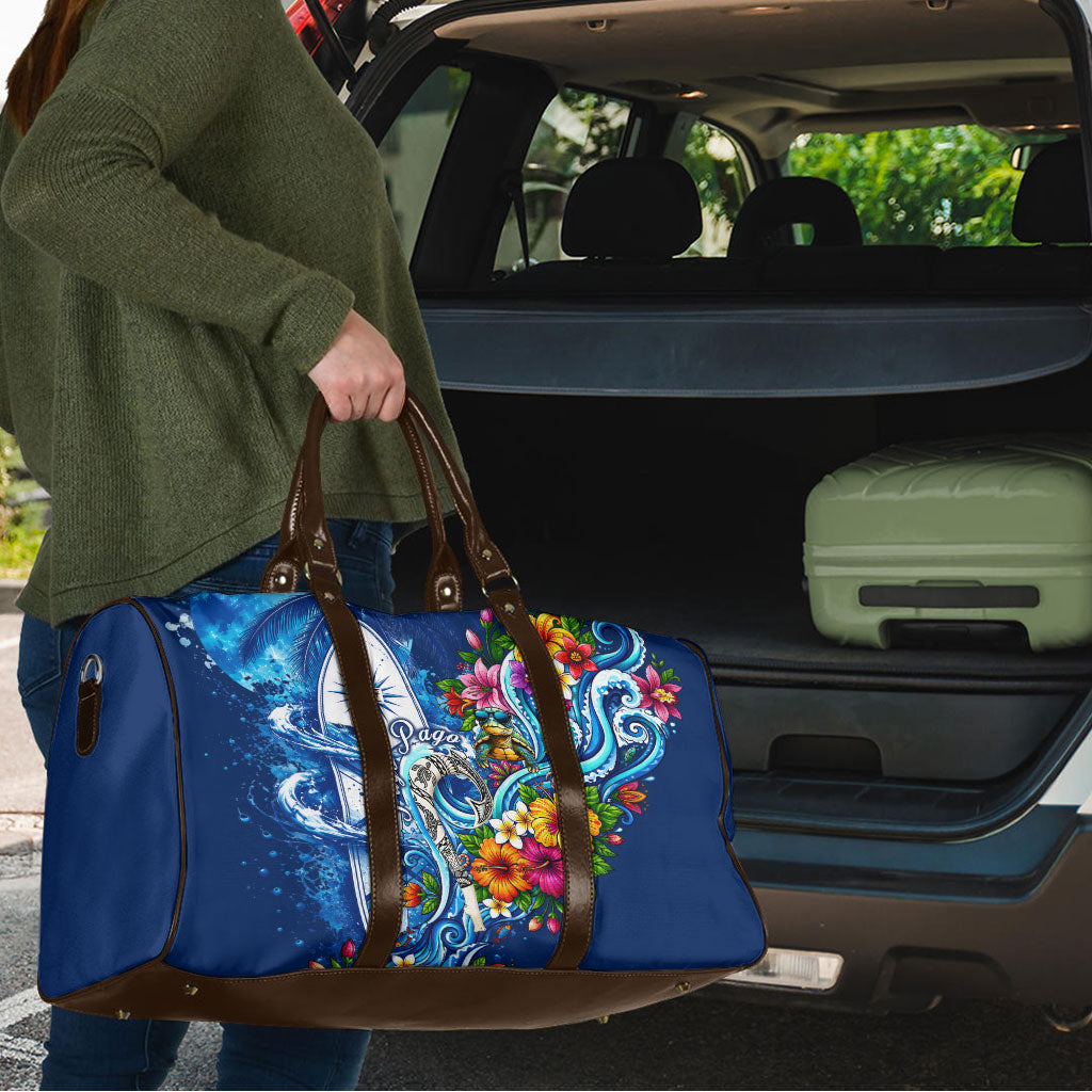 American Samoa Pago Pago Travel Bag Sea Turtle And Fruit Bat - Tropical Hibiscus Flowers Polynesian