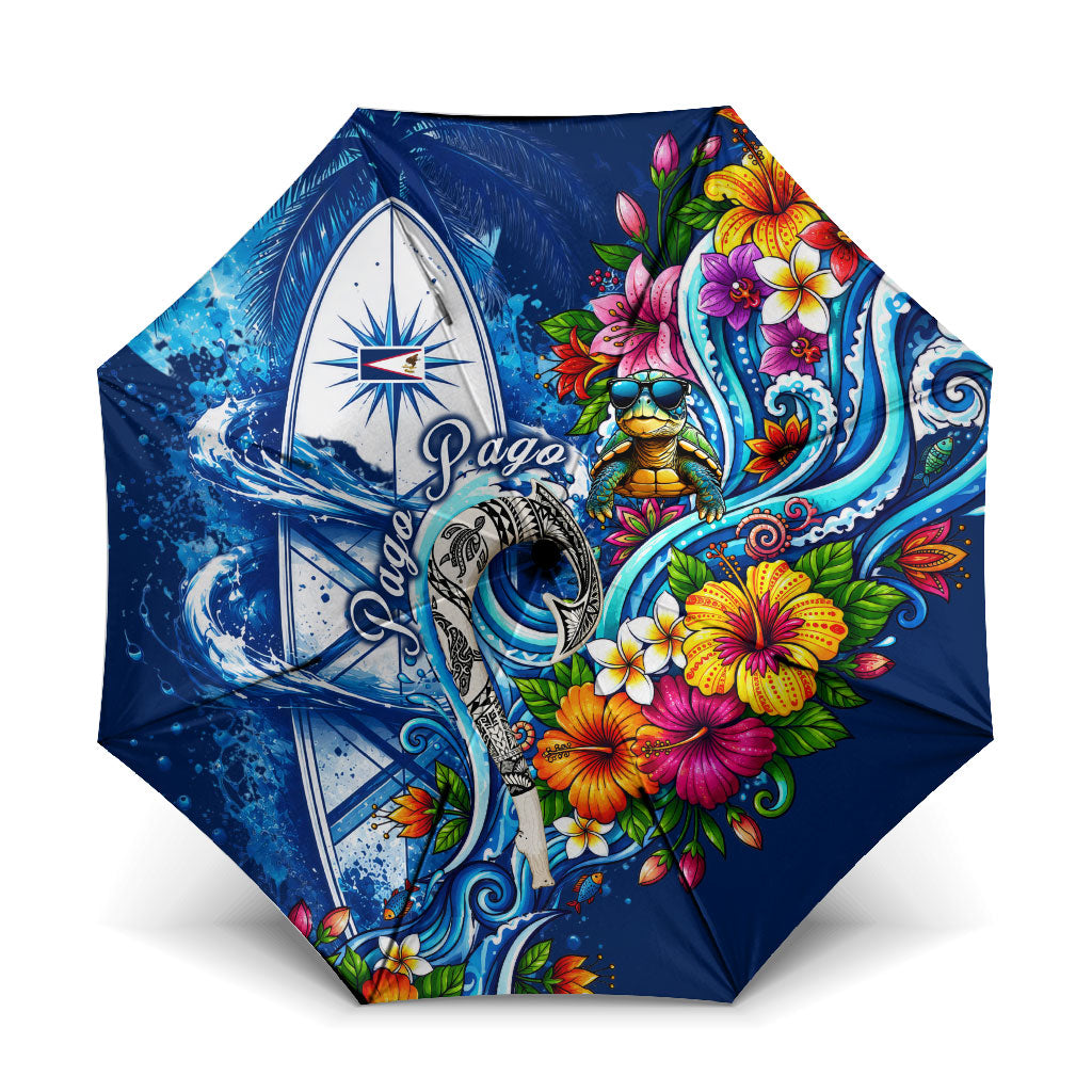 American Samoa Pago Pago Umbrella Sea Turtle And Fruit Bat - Tropical Hibiscus Flowers Polynesian