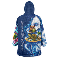 American Samoa Pago Pago Wearable Blanket Hoodie Sea Turtle And Fruit Bat - Tropical Hibiscus Flowers Polynesian