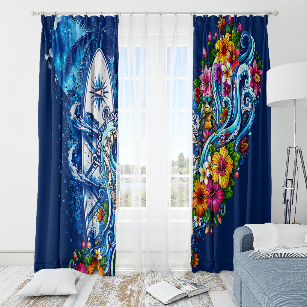 American Samoa Pago Pago Window Curtain Sea Turtle And Fruit Bat - Tropical Hibiscus Flowers Polynesian