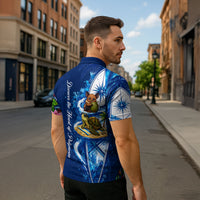 American Samoa Pago Pago Zipper Polo Shirt Sea Turtle And Fruit Bat - Tropical Hibiscus Flowers Polynesian