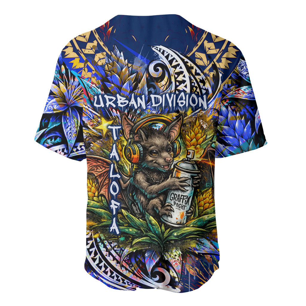 American Samoa Warrior Baseball Jersey Polynesian Fruit Bat Talofa Urban Graffiti Street Art