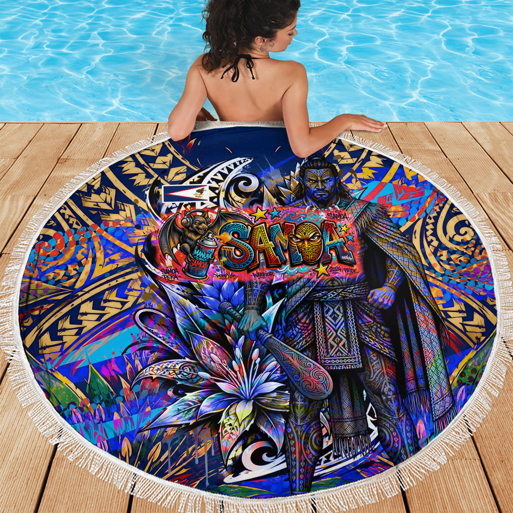 American Samoa Warrior Beach Blanket Polynesian Fruit Bat Talofa Urban Graffiti Street Art