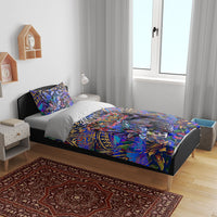 American Samoa Warrior Bedding Set Polynesian Fruit Bat Talofa Urban Graffiti Street Art