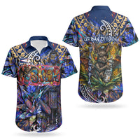 American Samoa Warrior Couples Matching Puletasi and Hawaiian Shirt Polynesian Fruit Bat Talofa Urban Graffiti Street Art