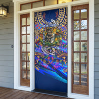 American Samoa Warrior Door Cover Polynesian Fruit Bat Talofa Urban Graffiti Street Art