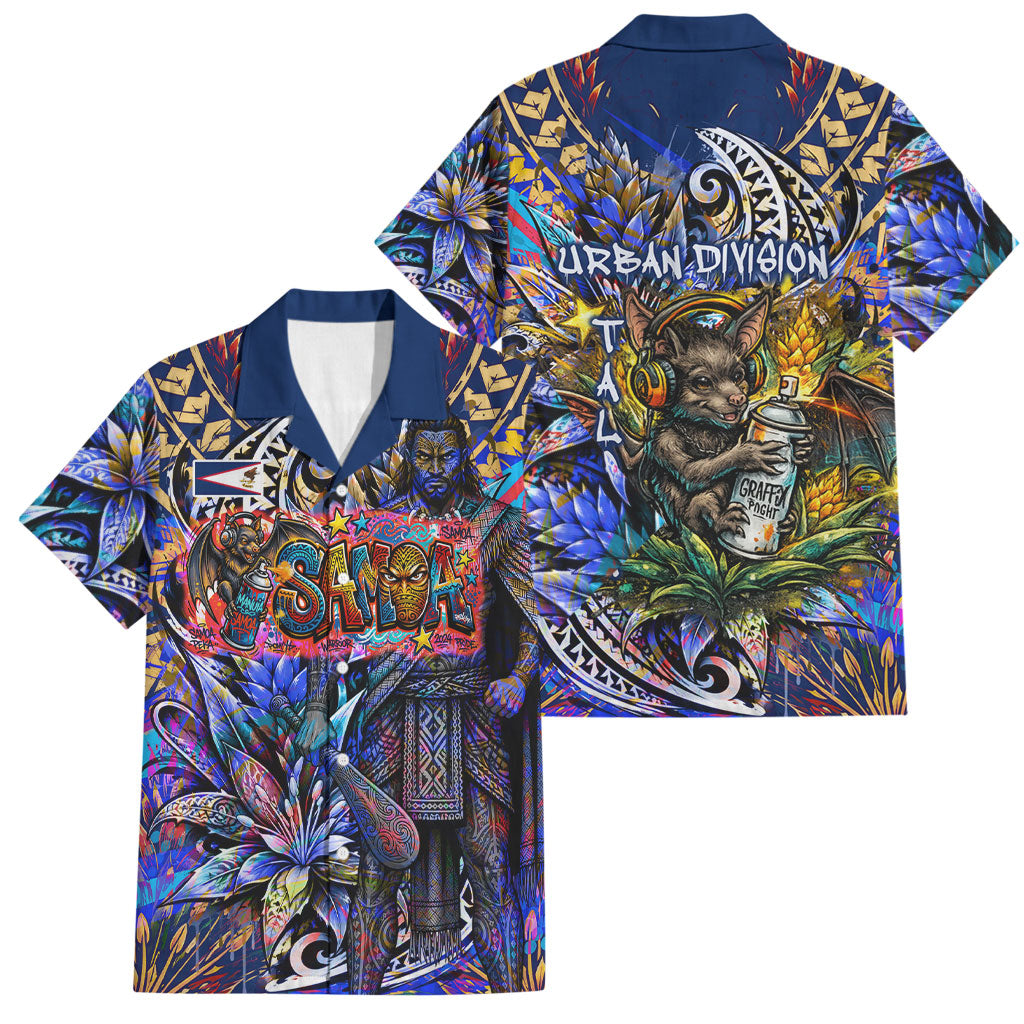 American Samoa Warrior Family Matching Puletasi and Hawaiian Shirt Polynesian Fruit Bat Talofa Urban Graffiti Street Art