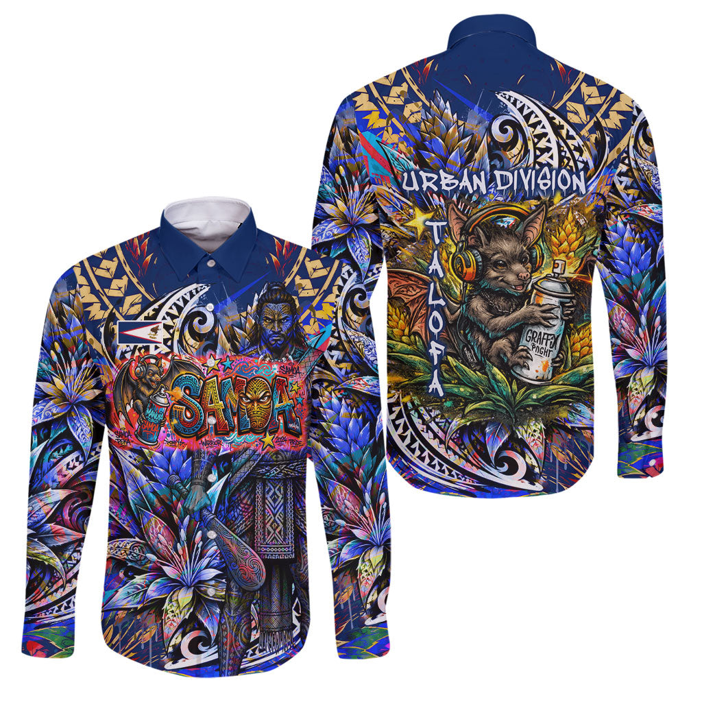 American Samoa Warrior Family Matching Summer Maxi Dress and Hawaiian Shirt Polynesian Fruit Bat Talofa Urban Graffiti Street Art