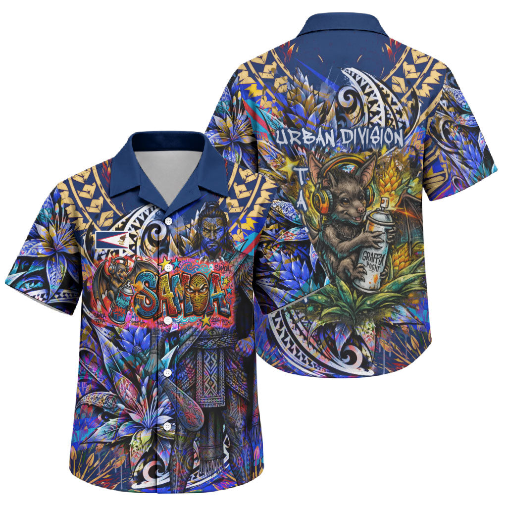 American Samoa Warrior Family Matching Tank Maxi Dress and Hawaiian Shirt Polynesian Fruit Bat Talofa Urban Graffiti Street Art