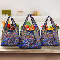 American Samoa Warrior Grocery Bag Polynesian Fruit Bat Talofa Urban Graffiti Street Art