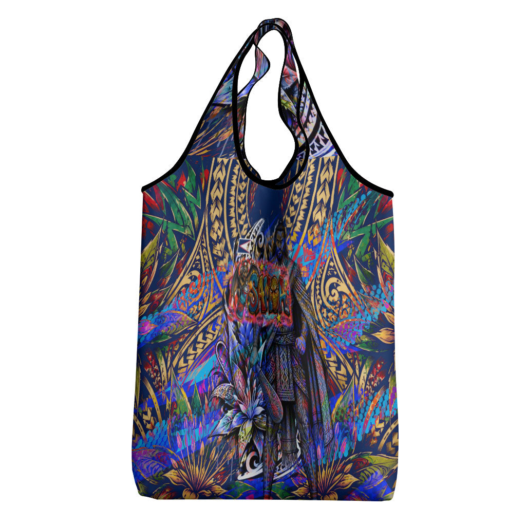 American Samoa Warrior Grocery Bag Polynesian Fruit Bat Talofa Urban Graffiti Street Art