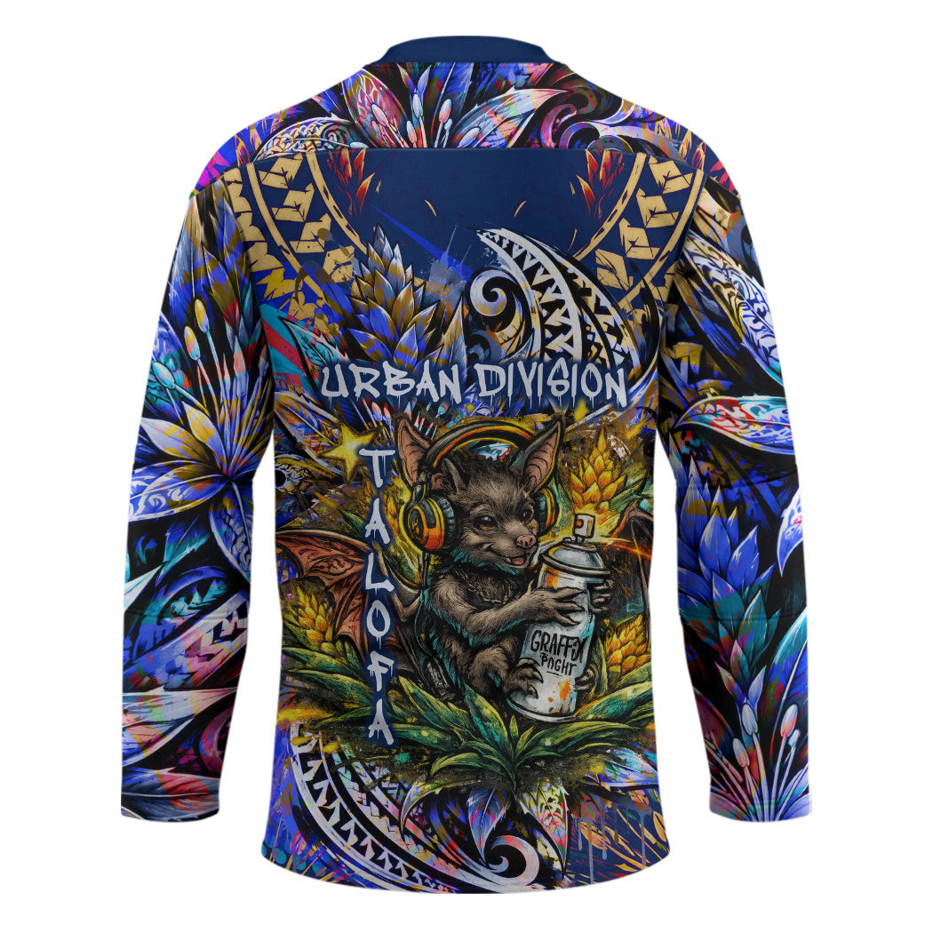 American Samoa Warrior Hockey Jersey Polynesian Fruit Bat Talofa Urban Graffiti Street Art