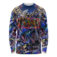 American Samoa Warrior Long Sleeve Shirt Polynesian Fruit Bat Talofa Urban Graffiti Street Art