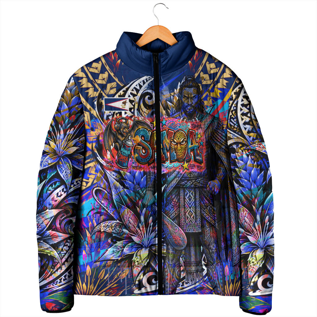 American Samoa Warrior Padded Jacket Polynesian Fruit Bat Talofa Urban Graffiti Street Art